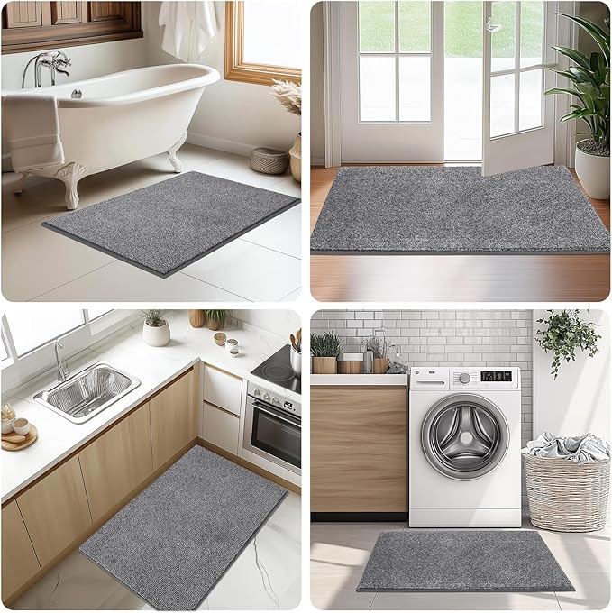 Washable Kitchen Rug 24" x 70" Rectangular, Non Slip Absorbent Indoor Entryway Runner Rug for Floor, Laundry, Bathroom, Bedroom (Roll Packing)