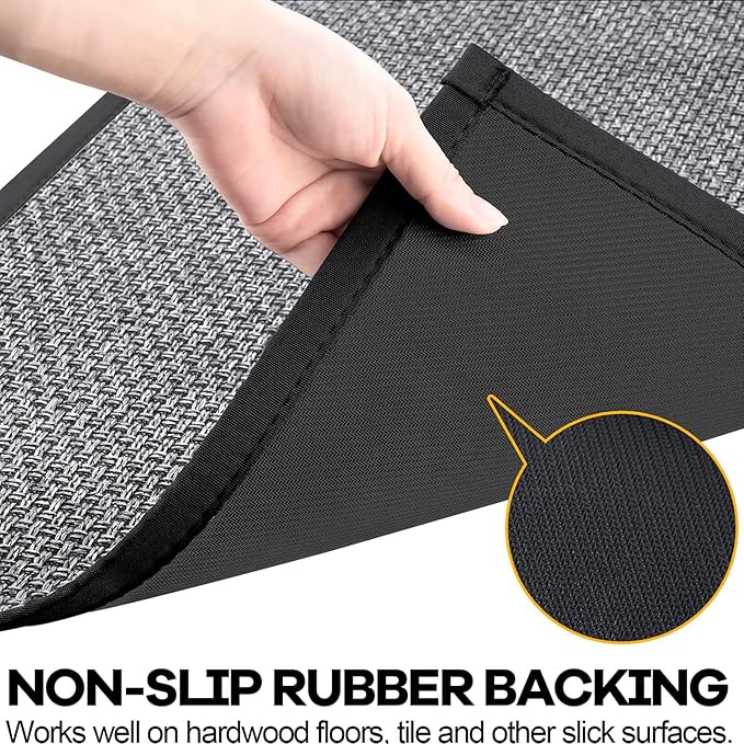 Kitchen Rug, Rubber Non Slip Kitchen Rugs Washable, Absorbent Runner Mat for Floor, Machine Washable Standing Mats for in Front of Sink, Door, Laundry, Entryway, Entrance (Black, 30" × 17.3")