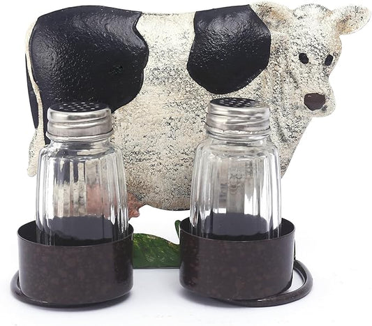 Cow Salt And Pepper Shakers Set - Two Glass Shakers With Lids, Cow Holder Caddy For Spices And Seasonings, For Kitchen, Dining Or Table Decor (cow)