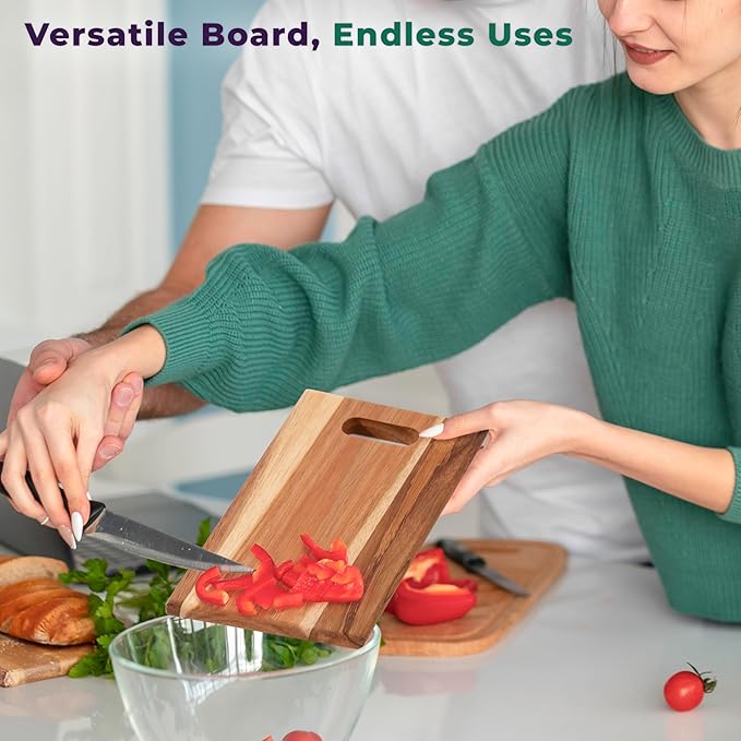 Acacia Cutting Board Set of 3 with Holder – Solid Acacia Wood Cutting and Serving Boards, Durable Chopping Boards for Meat, Vegetables and Fruits