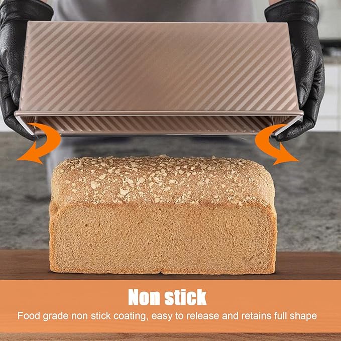 2 Pack Upgrade Bread Pans with Lid, 2.2 LB/1LB Capacity Bread Loaf Pan, Non-Stick, Easy Release Sandwich Breads Loaf Pan for Baking Homemade Breads, Sandwiches, and Toast
