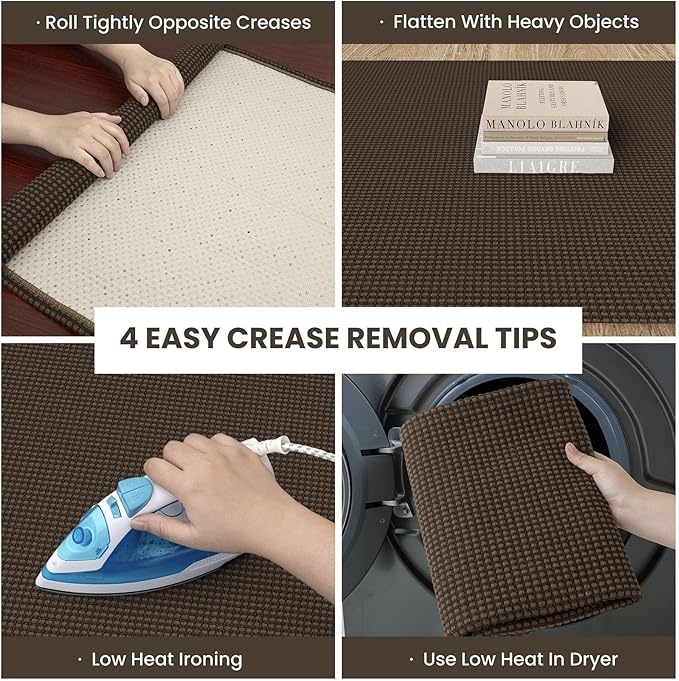 IOHOUZE Washable Area Rug 4x6 Non Slip Rubber Backed Woven Rugs for Entryway Indoor Bedroom Rugs Kitchen Rug Floor Throw Carpet for Entrance Front Door Living Room, Brown