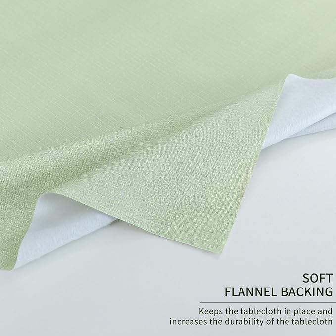 Rectangle Table Cloth,100% Waterproof Tablecloth Oil Proof Spill Proof Vinyl Table Cloth, Wipe Clean Plastic Table Cover for Dining, Camping, Indoor and Outdoor 54" x 84",Green