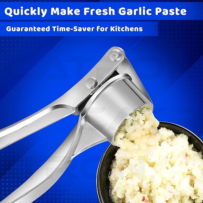 Stainless Steel Garlic Crusher Presser Garlic Press Manual Garlic Mincer | Garlic Cutter Chopper | Easy to Squeeze & Clean for Kitchen