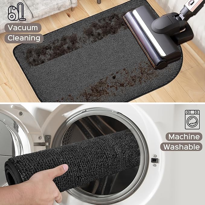 Washable Kitchen Rugs Set of 2 (24" x 35.5" + 24" x 59" Rectangular), Kitchen Mats for Floor, Indoor Entryway Runner Rugs for Laundry, Bathroom, Door, Bedroom (Roll Packing)