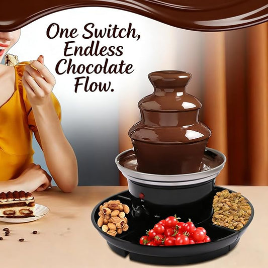 1lb Chocolate Fountain, 3-Tier Party Fountain with Fruit Plate, Chocolate Fondue Fountain for Christmas Birthday Party, 120V 40W