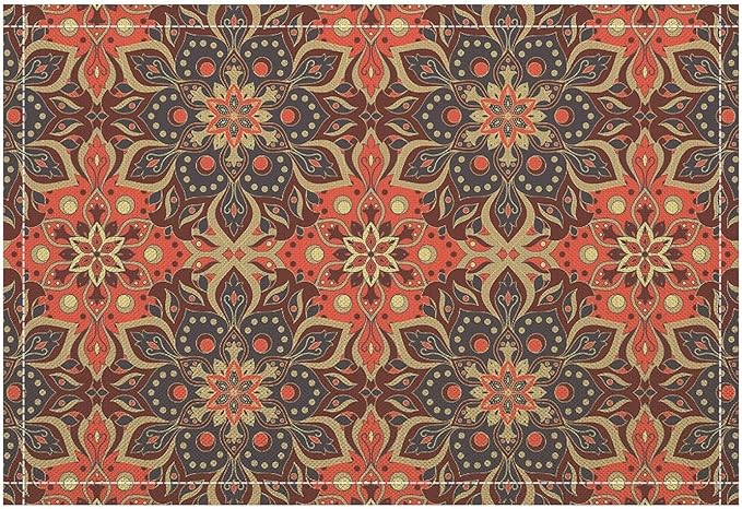 Mandala Placemats Set of 4 Vintage Bohemia Ethnic Floral Art Printed Dining Table Mats for Restaurant Home Kitchen Holiday Picnic Party Decor 12x18in