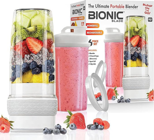 Bionic Blade Personal Blender - 26.5 Oz, Cordless, Rechargeable 18,000 RPM Portable Blender for Shakes and Smoothies - 8.6" Tall, Air-tight Shaker with Handle