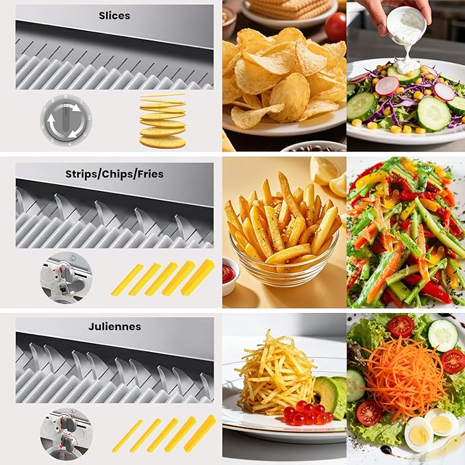 Safe Mandoline Slicer for Kitchen, Multi Vegetable Slicer & Chopper with 4 Modes & 8 Thickness Adjuster, Mandolin Slicer with Cleaning Brush for Potato, Onion (Slate Gray)