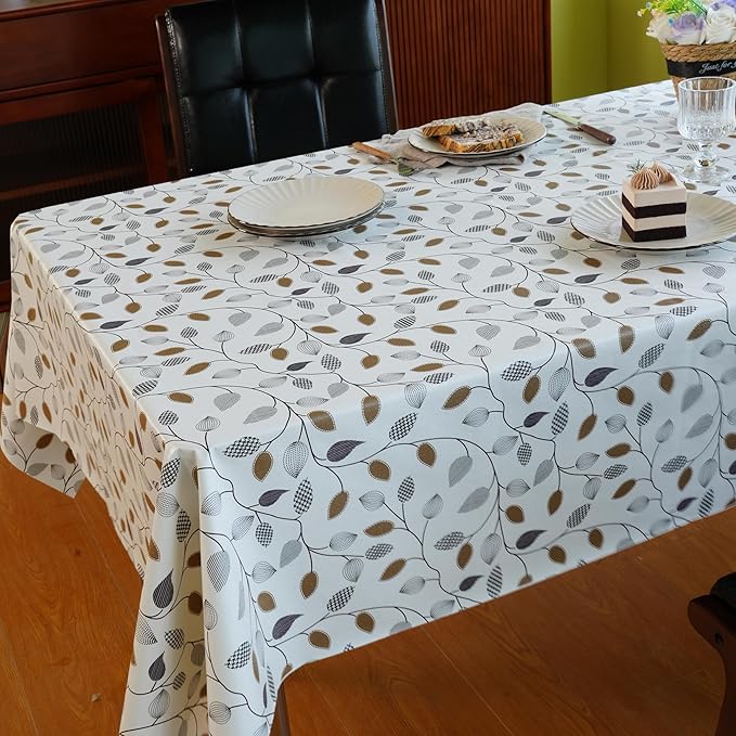 Rectangle Table Cloth,100% Waterproof Tablecloth Oil Proof Spill Proof Vinyl Table Cloth, Wipe Clean Plastic Table Cover for Dining, Camping, Indoor and Outdoor 54" x 78",Leaf