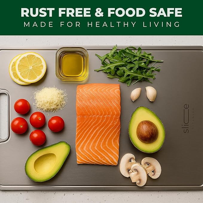 Real Titanium Cutting Board for Kitchen, Pure Titanium Large 15x11 Metal Cutting Boards for Meat and Vegetables, Food Safe, Dishwasher Safe