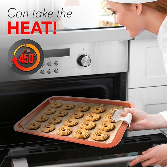 NutriChef 10-Piece Oven Baking Pans Set - Deluxe Carbon Steel Bakeware Set with Non-stick Gray Coating Inside and Out, Dishwasher Safe & PFOA, PFOS, PTFE Free