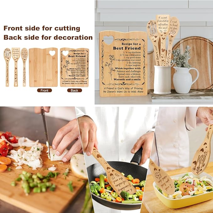 YUEYUQIU Best Friend Birthday Gifts for Women - Friendship Gifts for Women Friends, Ideal Birthday Christmas Gifts for Friend, Best Friend Cutting Board Set Present - Kitchen Decor for Best Friend