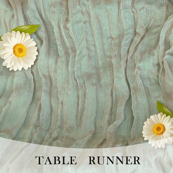 3 Pack Sage Green Cheesecloth Table Runner -17×120 Inch Gauze 10 FT Long Cheese Cloth Table Runners for Bridal Wedding Party Baby Shower Holiday Birthday Home Easter Decor