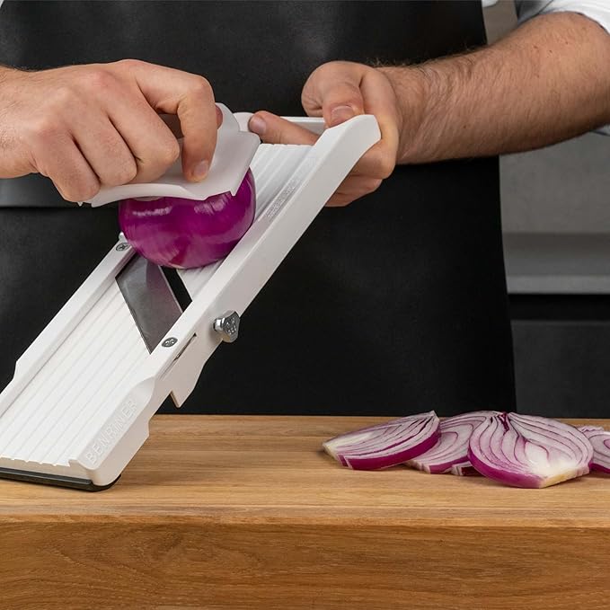 Benriner Mandoline Slicer, with 4 Japanese Stainless Steel Blades, BPA Free, New Model