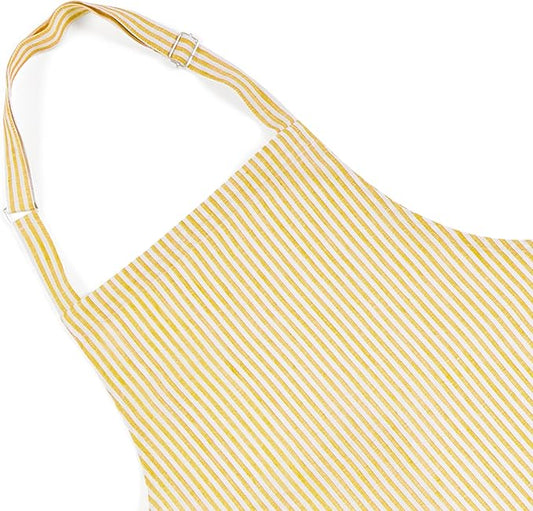 Solino Home 100% Pure Linen Apron for Women & Men - Full Midi Bib Apron Adjustable Neck Strap with Center Pockets for Kitchen
