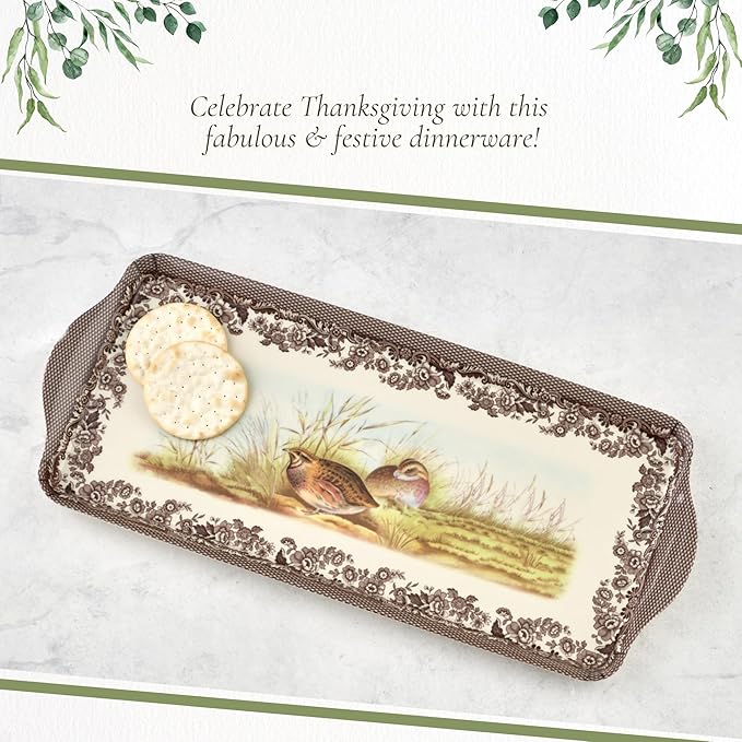 Pimpernel Decorative Melamine Rectangular Serving Tray – (15.25" x 6.5") Durable Lightweight Platter for Snacks, Drinks, Coffee & Appetizers, Ideal for Dining, Kitchen, Bar & Entertaining