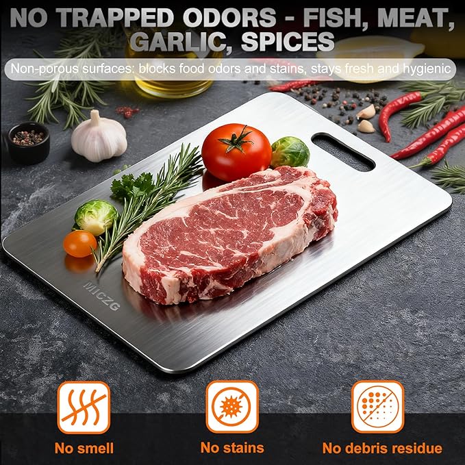 Titanium Kitchen Cutting Board - 304 Food Grade Stainless Steel Cutting Boards for Kitchen- for Cutting Meat, Fruit, Vegetables, Outdoor or Indoor 15" X 11" (1, M)