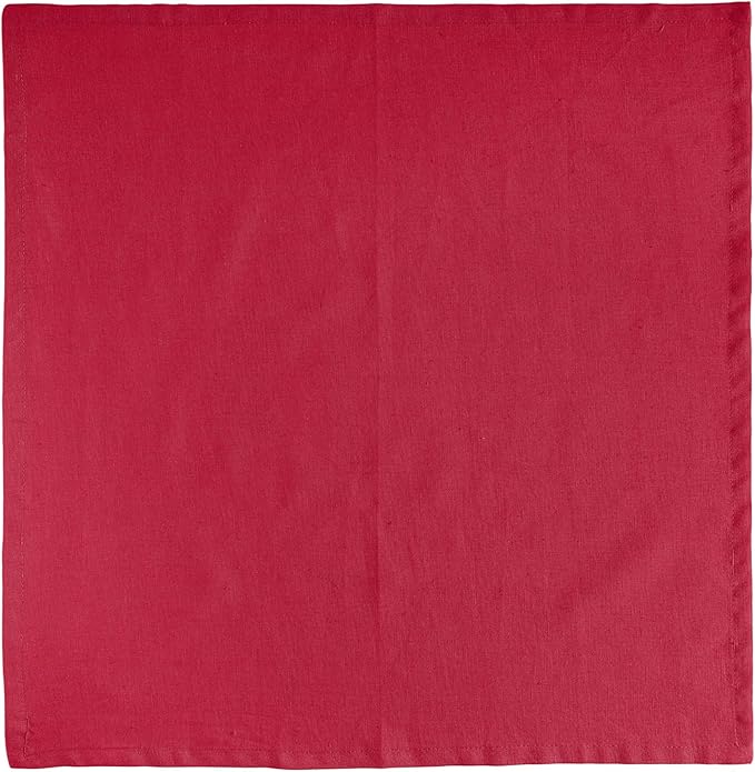 FINGERCRAFT Dinner Cloth Napkins, Cotton Linen Blend Mitered Corner Napkins Cloth 12 Pack Natural Premium Quality for Every Day Use, Parties, Weddings, 20x20 inch Christmas Color Tango Red