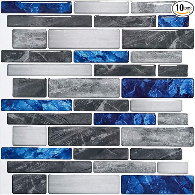 Art3d 10-Sheet Premium Self-Adhesive Kitchen Backsplash Tiles in Marble,30 * 30cm
