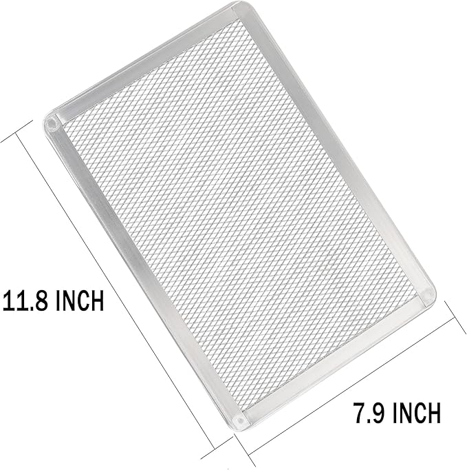 SHANGPEIXUAN Pizza Screen 8 x 12 Inch 2 Pack Rectangular Aluminum Pizza Pan Restaurant-Grade Flatbread Screen Pizza Crisper Pan,Oven-Safe