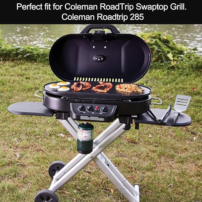 Cast Iron Griddle & Carry Bag Replacement for Coleman Roadtrip Swaptop Grill,Premium Quality Outdoor Accessories for Camping Non-Stick Griddle,Coleman Roadtrip 285,Full Size,Non-stick