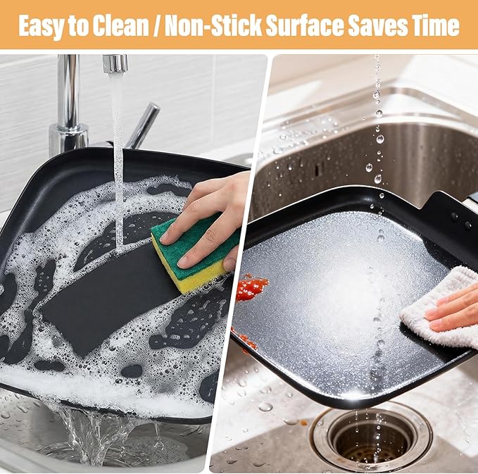 Griddle Pan for Stove Top, Comales Para Tortillas, 10 Inch Nonstick Grill Pan for Cooking Eggs, Omelettes, and More, Induction Compatible, PFOA Free