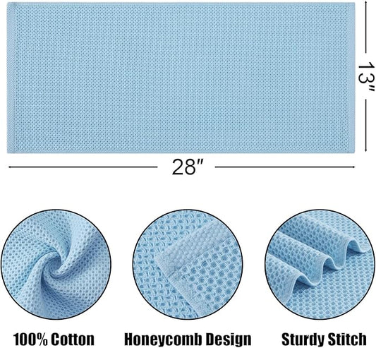 Kitinjoy 100% Cotton Waffle Weave Kitchen Towels (13 X 28 Inches, Sky Blue), 8-Pack Super Soft and Absorbent Dish Towels for Drying Dishes, Kitchen Hand Towels