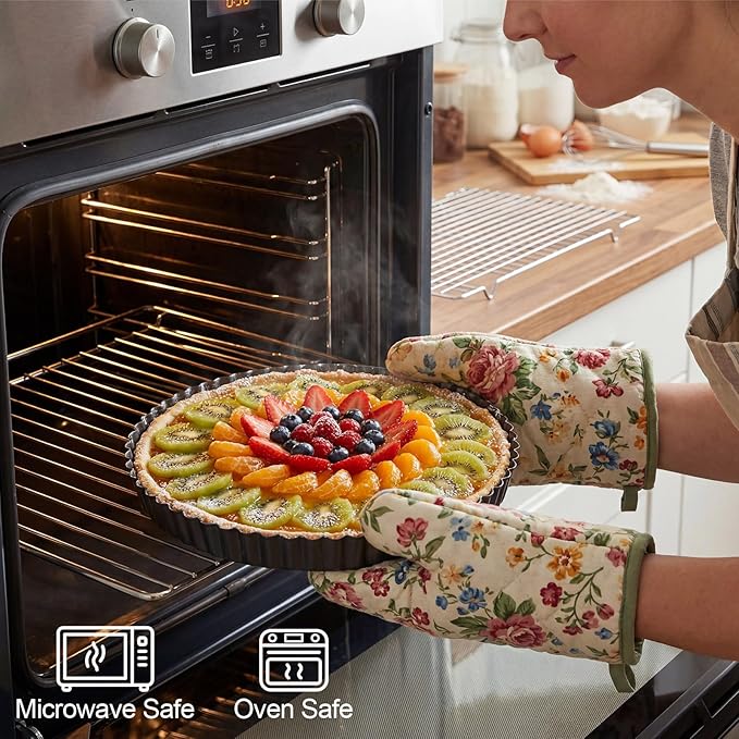 Yiyiring 5 Packs Pie Tart Pans with Removable Bottom 4'' 6" 9" 10" 11" Round Nonstick Quiche Pan Bakeware Pie Tart Molds Steel Flan Tins Fluted Side for Pies Mousse Cheese Cookie Cake Dessert