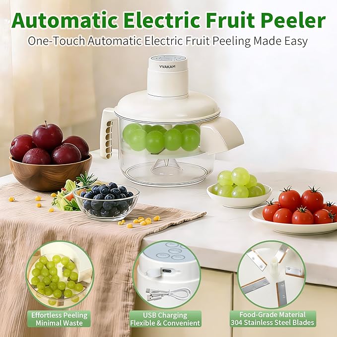 Automatic Grape Peeler Machine, Electric Garlic Peeler & Cherry Tomato,Cordless Electric Grape Peeling Machine for Fruit & Vegetable-Rechargeable Garlic Peeler Skin Remover for Home Kitchen Outdoor