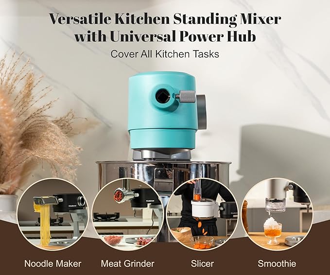 Kraftsman All-Metal Stand Mixer 5.3-Quart - Professional Kitchen Electric Food Mixer with Stainless Steel Mixing Bowl & Attachments for Baking, Dough & Cake, 8-Speed Control & Timer (Blue)