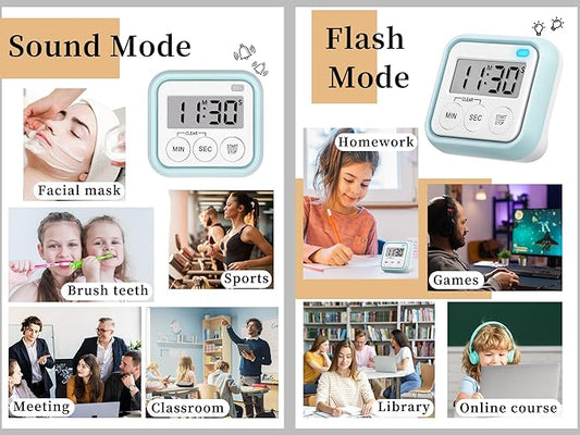 Timer, Kitchen Timers for Cooking Classroom Timer for Kids Teachers Digital Magnetic Timers 2 Pack, Blue