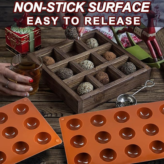 Semi Circular Silicone Molds, Non-Stick Silicone Chocolate Molds,3 Packs Baking Molds for Making Chocolate, Cake, Jelly, Desert, Biscuit, Dome Mousse (6 Cups, 15 Cups and 24 Cups)