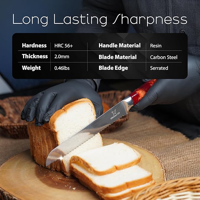 Bread Knife for Homemade Bread Sourdough – Damascus Style Serrated Bread Knife 10 Inch - Ultra Sharp Cuchillo para Pan for Cakes, Bagels & Artisan Loaves