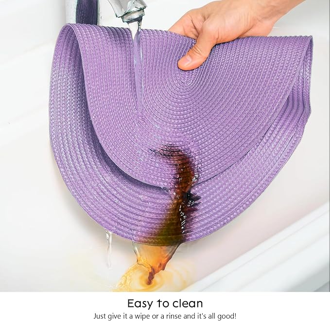AHHFSMEI Placemats Set of 4 for Dining Table Washable Woven Non-Slip 18x12 inches Placemat Heat-Resistant Durable Table Mats for Dining Table Easy to Clean(Lavender Purple 4)