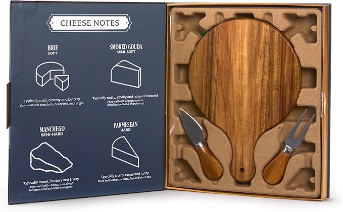 Hammer + Axe Acacia Wood Cheese Board & Knife Set – Perfect for Charcuterie Boards, Wine Pairings, & Dinner Parties| Charcuterie Board Serving Tray Kitchen Essential| Housewarming, Wedding, Home Gift
