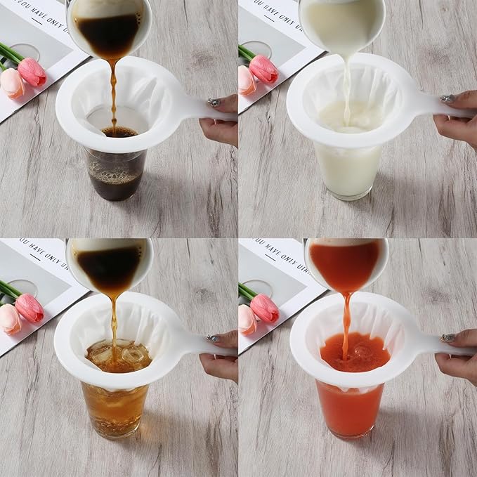 2Pcs Ultra Fine Mesh Strainer, 120 Mesh Nylon Food Juice Strainer with Non-Slip Plastic Handle Yogurt Fine Mesh Sieve Kitchen Colander Mini Brine Shrimp Separation Net for Coffee Milk Yogurt White