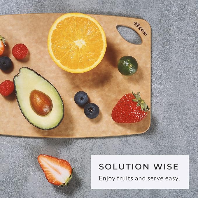 Elihome Classic SMALL Kitchen Cutting Board, Cheese Charcuterie Board, Wood Fiber Composite,Dishwasher Safe, Eco-Friendly, Easy Grip Handles, Non-Porous, Reversible, BPA Free, Made in USA, 10" x 7"