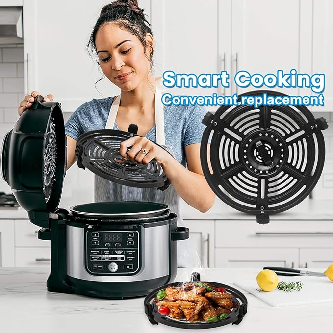 Air fryer Grill Plate for Ninja FD302 6.5 Qt FD101 5 Qt FD401 8 Qt Air Fryer, 9.7' Air Fryer Grill Pan Crisper Plate Replacement Parts for Ninja OP302 OP305 FD305 Tray Rack Accessories