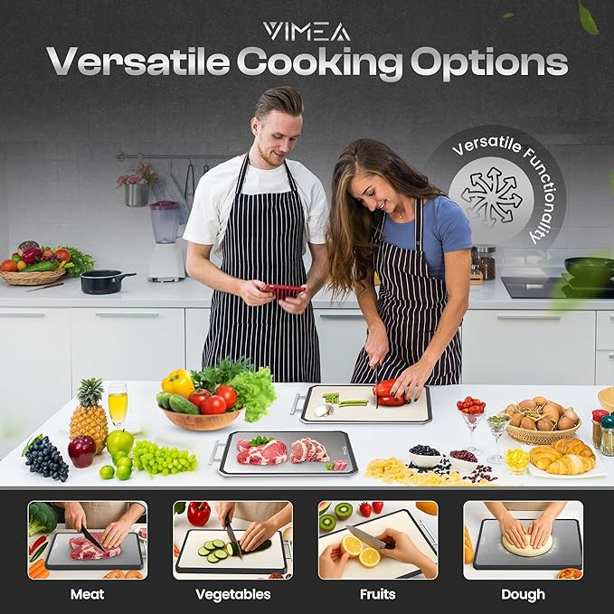 Double-Sided Titanium Cutting Board for Kitchen,16" x 11" Large, Pure Titanium & Wheat Straw PP, Diswasher safe, Durable Chopping Board for Meat, Vegetables - Daily and Pro-Level cooking