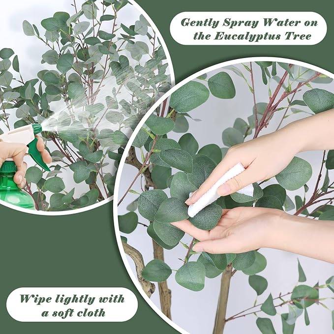 7FT Artificial Eucalyptus Tree Indoor, Tall Faux Eucalyptus Plant with Pre-Potted Realistic Silk Leaves and Trunk, Fake Eucalyptus Tree for Office Living Room Bedroom Foyer Porch Home Corner Decor