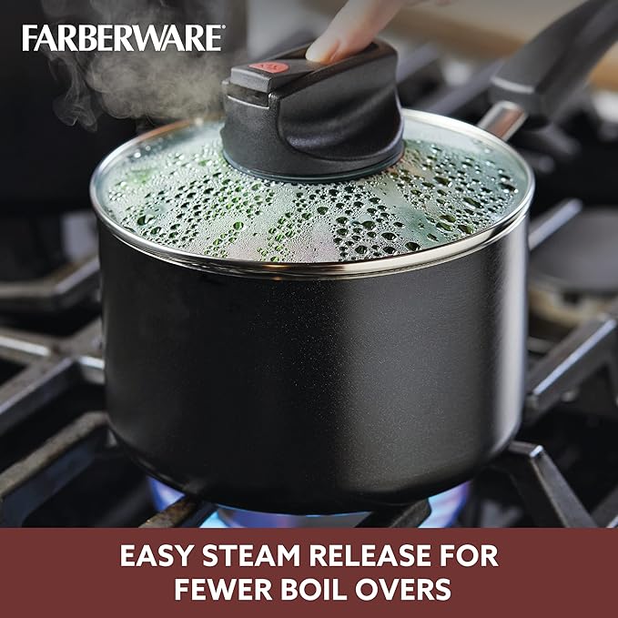 Farberware Smart Control Nonstick Sauce Pan/Saucepan with Lid, 2 Quart, Black