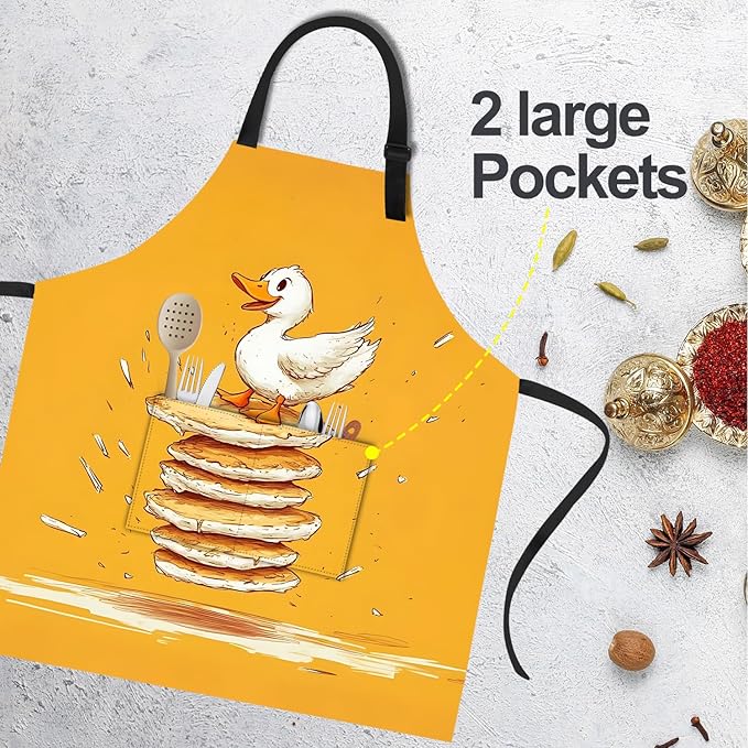 Funny Cat Apron with 2 Pockets Waterproof for Men Women Kitchen Garden Decor