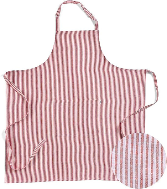 Solino Home 100% Pure Linen Apron for Women & Men - Full Midi Bib Apron Adjustable Neck Strap with Center Pockets for Kitchen
