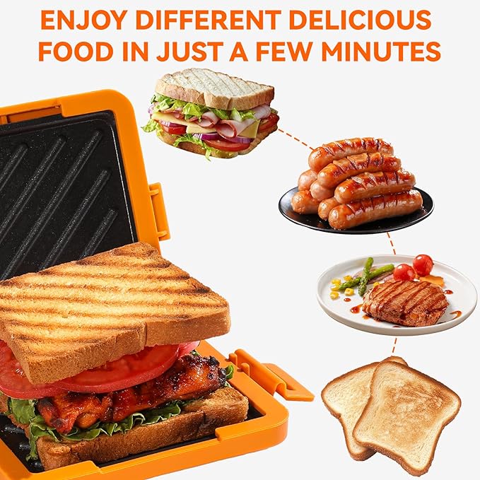 Microwave Toastie Sandwich Maker, Nonstick Plate Panini Maker, Versatile Wireless Small Toaster, Toastie Safe in Microwave Oven, Dishwasher Safe, Fast Cooking for Breakfast, Snacks, Orange