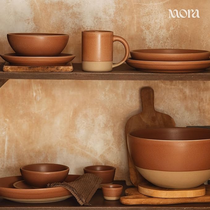 Mora Mini Ramekins Set of 4, 8oz Ceramic Pottery Baking Dishes - Microwave, Oven and Dishwasher Safe - Terracotta