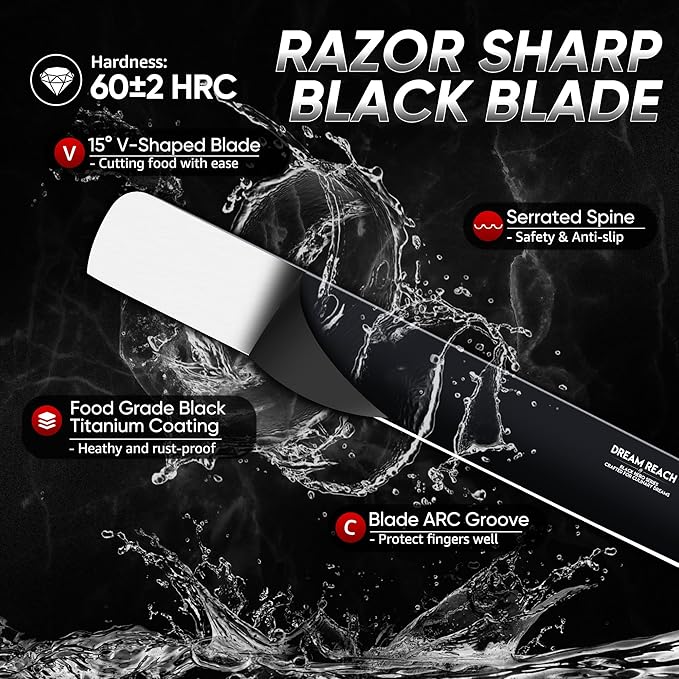 Dream Reach Brisket Carving Knife - Professional Ham Slicing Knife with Full Tang Handle for Kitchen BBQ Birthday Mother Father Gift Idea
