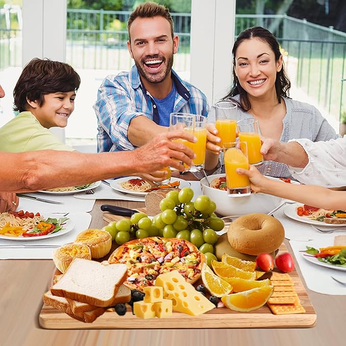 YUSOTAN Teak Wood Cutting Board Set of 3 for Kitchen, Thick Chopping Board, Large Wooden Cutting Board Set, Wooden Trays for Turkeys, Meat, Fruit and Cheese