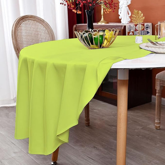 MEANMOY Lime Green 210 GSM Water & Stain Resistant Round Tablecloth for Circle Table - Solid 70 Inch Table Cloth Cover in Wrinkle Free Durable Washable Polyester Fabric for Wedding, Party, Banquet
