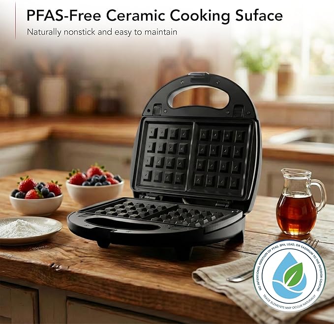 OVENTE 3 in 1 Electric Sandwich Maker, Panini Press Grill and Waffle Iron Set with Removable Non-Stick Plates, Perfect for Cooking Grilled Cheese, Tuna Melts, Burgers, Steaks and Snacks, Black GPI302B